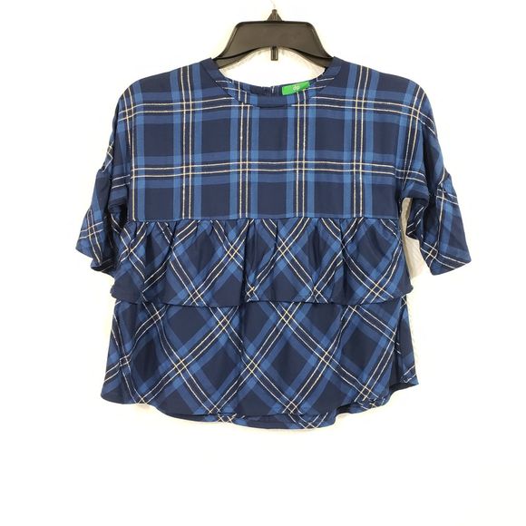 dip Other - DIP Girl's Size 8-10 Blue Plaid with Ruffles Top